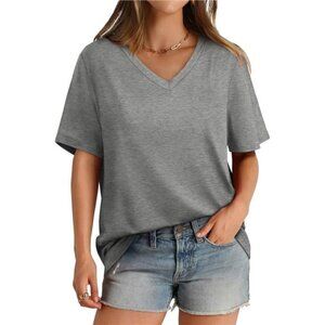 Women's V-Neck Short Sleeve T-Shirts – Casual Loose Fit,
